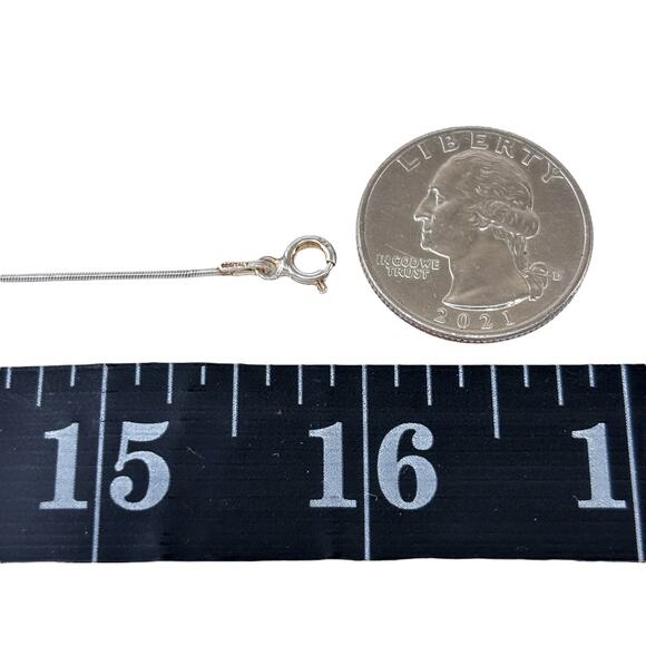 Italian Snake Link Necklace | Vintage Sterling Silver 925 Chain | 16" - Picture 2 of 3